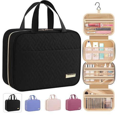 HOTOR Travel Toiletry Bag - Toiletry Bag w/Hanging Hook - Spacious Toiletry Bag for Women & Men, Makeup Bag/Big Comparment, Waterproof for Travel ...