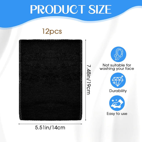 12 PCS Korean Exfoliating Mitt Deep Exfoliator Gloves Cloth Bath Body Scrub Towel Shower Washcloth Visibly Lift Away Dead Skin (Black)...