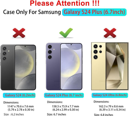 SunRemex for Samsung Galaxy S24 Plus Case with HD Screen Protector, Samsung S24 Plus Phone Case with Kickstand for Galaxy S24 Plus 6.7" (Black)...