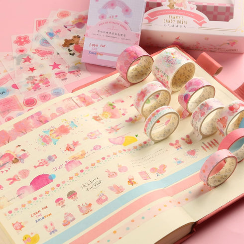 VCCCV VCCV Scrapbooking Supplies with Gift Box, Scrapbook Kit with Washi Stickers, Decoupage Papers, Washi Tapes for Bullet Journals, Perfect Craf...