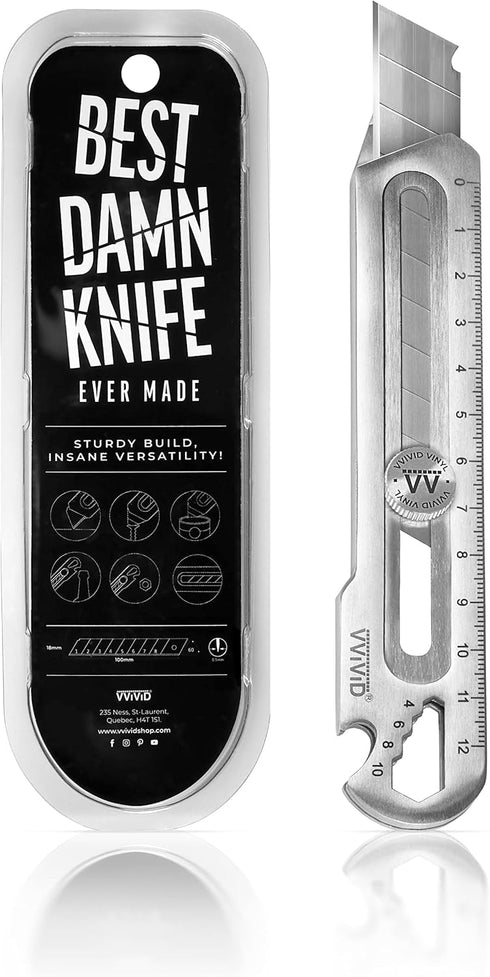 VViViD Best Damn Knife - Utility Blade - Guiding Tip, Stainless Steel Utility Blade and Multi-Function...