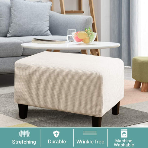 Turquoize Stretch Ottoman Cover Ottoman Slipcover Sofa Cover Footstool Protector Storage Ottoman Covers Furniture Protector Soft Rectangle slipcov...