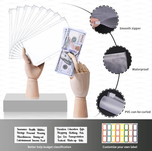 Onlyesh Budget Binder, Budget Binder with Zipper Envelopes, Cash Envelopes for Budgeting, Money Organizer for Cash, 28Pcs Budget Binder with Cash ...
