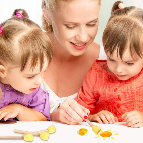 40 Pieces Round Sponge Foam Brush Set Paint Sponge Brush Wooden Handle Foam Brush Sponge Painting Tools for Kids Painting Crafts (0.6 Inch)...