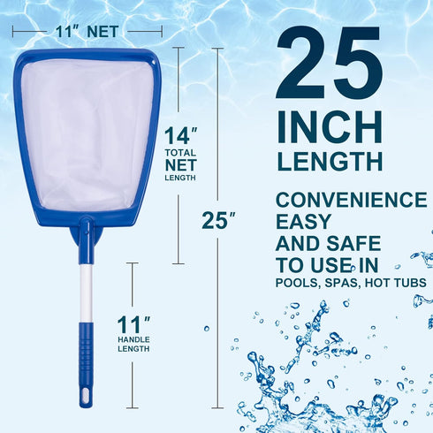 Hot Tub Skimmer Net Handheld, Professional Pool, Spa, Pound Skimmer Net with Aluminum Pole Handle, Deep Ultra Fine Mesh Netting Small Pool Skimmer...