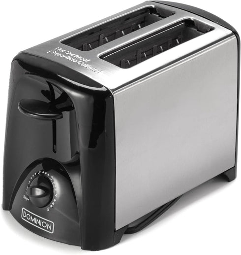 Dominion 2-Slice Toaster with Shade Control, Slide-Out Crumb Tray, Auto-Shutoff, Toast Lift, Brushed Stainless Steel/Black...