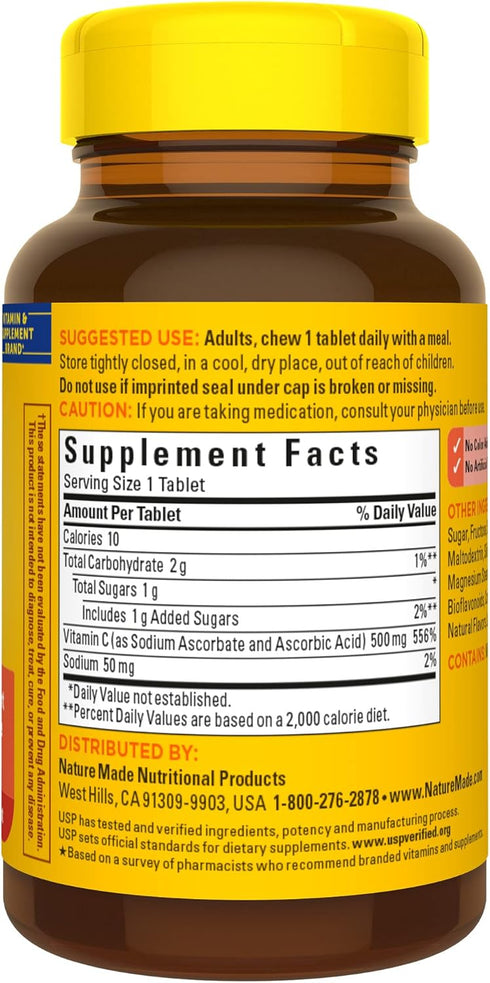 Nature Made Chewable Vitamin C 500 mg, Dietary Supplement for Immune Support, 60 Tablets, 60 Day Supply...