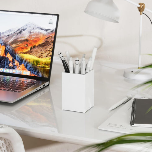 MaxGear White Acrylic Pen Holder 2 Pack Pencil Holder for Desk, Small Pen Cup Pencil Cup Pen Cups for Desk Pen Holders Pencil Holders, Makeup Brus...