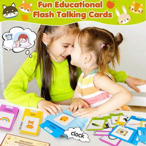 Talking Flash Cards for Toddlers 1-3 Years Old, 224 Sight Words, Autism Sensory Toys for Autistic Children,Learning Montessori Toys, Educational P...