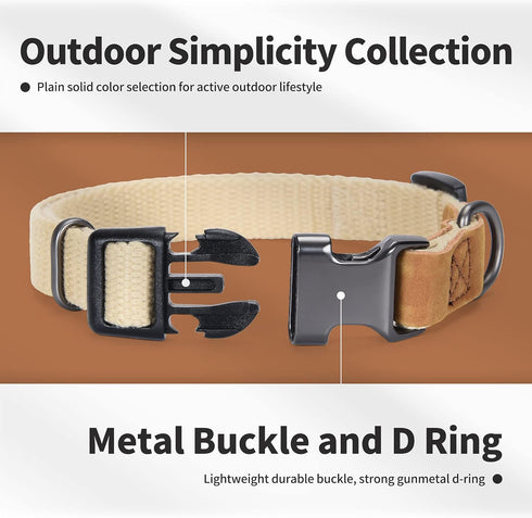 Mile High Life Dog Collars | Soft Cotton Dog Collars w Heavy Metal Buckle | Classic Puppy Collar w Premium Genuine Leather Tips | Pet Collars for ...