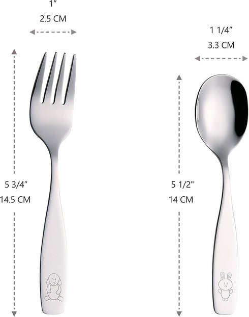 ANNOVA Kids Silverware Children's Safe Flatware Set Stainless Steel - Children Forks, Children Tablespoons, Toddler Utensils, Metal Cutlery Set fo...