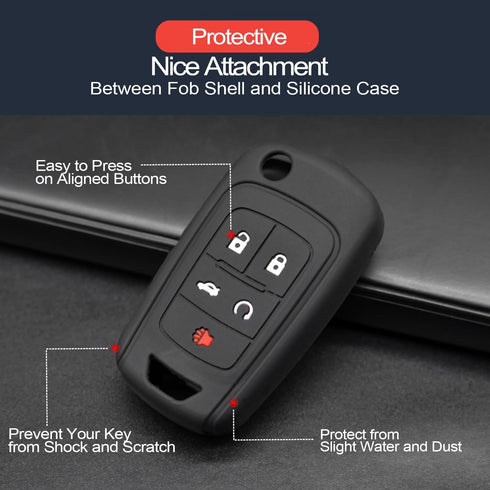 2pcs Compatible with Chevy Chevrolet Equinox Cruze Impala Camaro Malibu Limited GMC Terrain Buick Encore Lacrosse Regal Key Fob Cover Case Key Cha...
