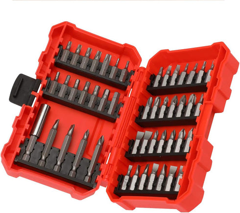 DNA Motoring TOOLS-00080 47 Piece CRV Magnetic Bit Holder & Set, 60mm Extension Bar Bit Set with Durable Case, 1 Kit, Red...