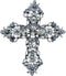 Alilang Silvery Tone Grey Rhinestones Gothic Cutout Cross Brooch Pin...