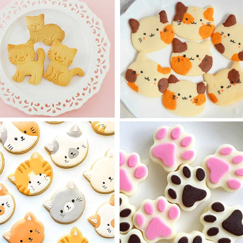 Kitty Cat Cookie Cutter Set-6 Piece-Cat Face, Kitty Butt, Kitty Cat Paw and 3 Cute Shapes Kitty Cat Body Cookie Cutters Molds for Kitty Cat Themed...
