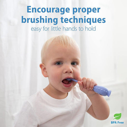 Dr. Brown's ToothScrubber Toothbrush, Three-Sided Toddler Training Toothbrush for Ages 1-4 Years with Suction Cup Base and Color Changing Bristles...