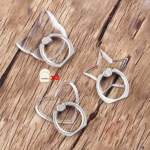 ZOSTLAND 3PCS Transparent Star Love Cat Kitty Phone Ring Universal 360°Adjustable Phone Case Finger Grip Stand Holder Desk Stent Mount Hook Compat...