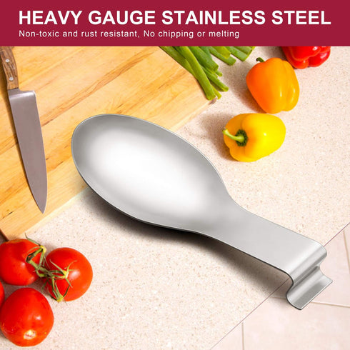 Spoon Rest, E-far Stainless Steel Spoon Ladle Holder Spatula Rest for Kitchen Stove Top, Large Size & Dishwasher Safe...