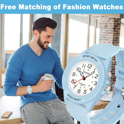 Waterproof Nurse Watch for Medical Professionals,Women Men, 24 Hour with Second Hand, Night Light, Military Time Easy to Read Dial, Soft and Breat...