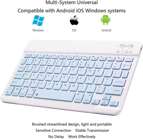 Ultra-Slim Bluetooth Keyboard Portable Mini Wireless Keyboard Rechargeable for Apple iPad iPhone Samsung Tablet Phone Smartphone iOS Android Windo...