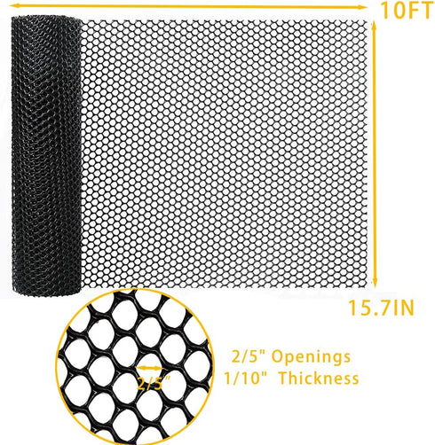 Plastic Chicken Wire Fence Mesh 15.7IN x 10FT Hexagonal Plastic Poultry Netting for Chicken, Black Upgraded Plastic Garden Mesh Fencing for Garden...