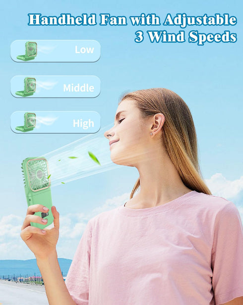 Mini Fan Handheld Foldable Fan,USB Personal Fans Portable Rechargeable Battery Fan 3 Speeds,Small Handheld Fan Cute Face Cooling Fan Quiet Fan Cor...