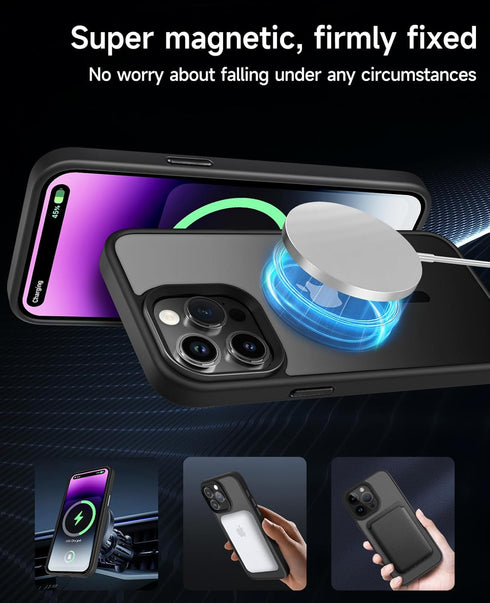 4 in 1 Magnetic for iPhone 13 Pro Max Case Built-in 2 Screen Protector + Lens Protector, Supprot MagSafe Accessories, Military Grade Protection Ca...