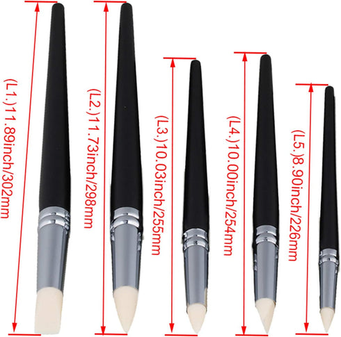 BQLZR Clay Coloring Drawing Tool Set - 9pcs, Black Wood Shank, Silicone Tips, Clay Shapers, Pottery Painting Tools...
