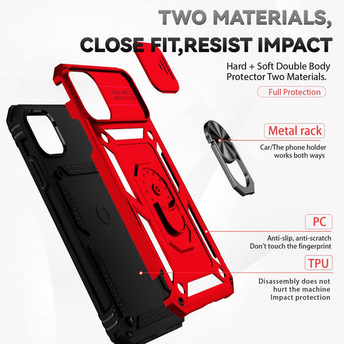 Hitaoyou iPhone 11 Pro Max Case: Military Grade Shockproof, Camera Cover, Kickstand, Magnetic Car Mount Holder - Red...