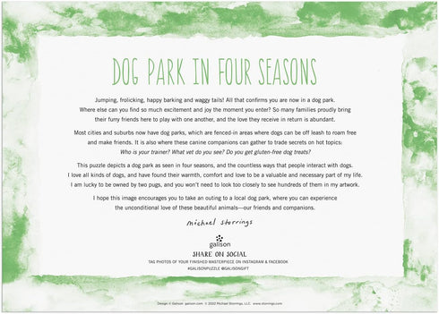 Michael Storrings Dog Park in Four Seasons 250 Piece Wood Puzzle from Galison - Artwork by Bestselling Puzzle Artist Michael Storrings, Thick and ...