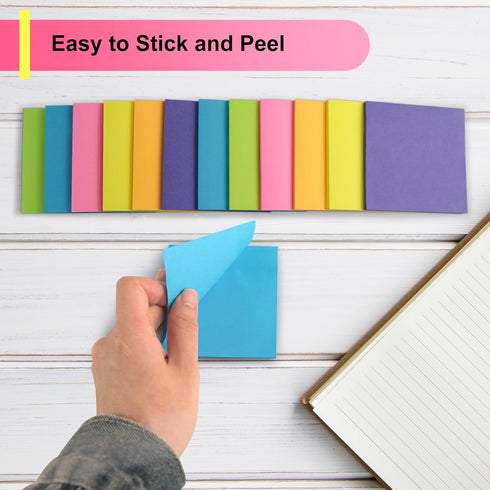 OHOME Sticky Notes - 12 Pads, 3”x3” - Colorful Self-Stick Post Notes Bulk - School Supplies | Teacher Must Haves | Classroom Must Haves | Office S...
