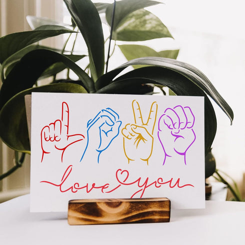 FINGERINSPIRE Love Sign Language Stencil 8.3x11.7inch Reusable Sign Language Poses Love You Painting Template DIY Craft I Love You Stencil for Pai...