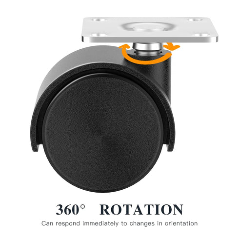 1.5 Inch Furniture Caster Wheels, Plastic Casters Set of 4, Plate Swivel Nylon Small Casters for Carts, Furniture, Baby Bed, Kitchen, Cabinet, Tab...