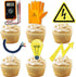 18pcs Gold Glitter Tools Dessert Cupcake Topper Power Electrician Lineman Theme Decor Supplies Boy Man Happy Birthday Party Decorations...