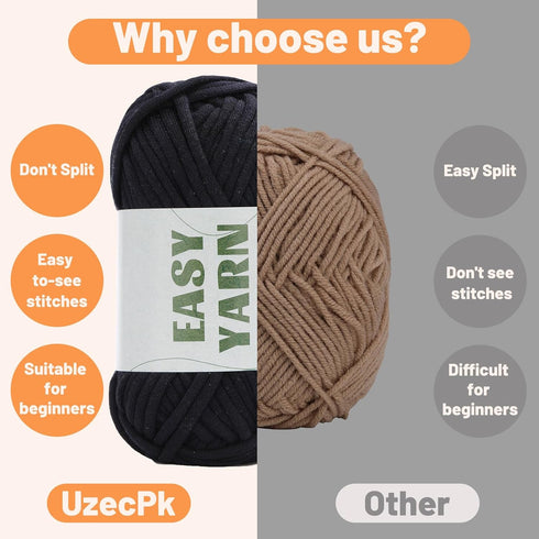 4x50g Yarn for Crocheting and Knitting, Easy Yarn, Beginners Crochet Yarn, Easy-to-See Stitches, Cotton-Nylon Blend Yarn for Crochet Kit Making(Be...