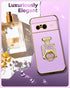 Silverback for Pixel 8 Case with Stand, Phone Case with Ring & Mirror Kickstand, Women Girls Bling Luxury Cover for Google Pixel 8, Purple...