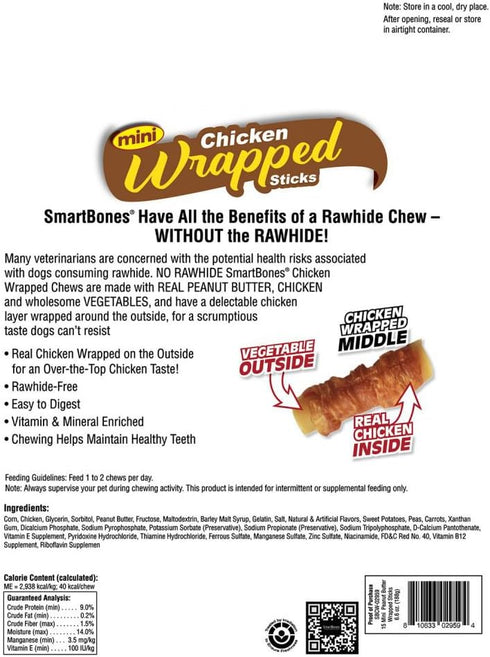 SmartBones Mini Chicken-Wrapped Sticks, Treat Your Dog to a Rawhide-Free Chew Made with Real Peanut Butter, 15 count...