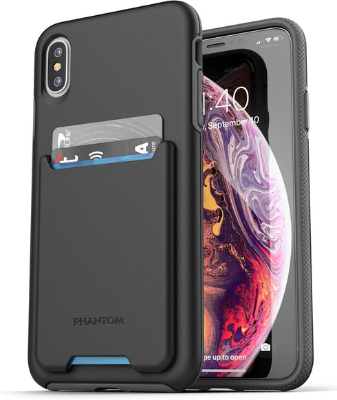 ENCASED iPhone Xs Max Wallet Case (2018) Protective Cover with Card Holder (3 Credit Cards Capacity) (Black)...