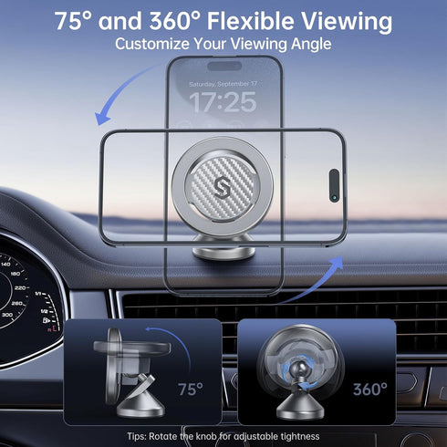 SYNCWIRE for MagSafe Car Mount - Kevlar Material Magnetic Phone Holder for Car Dash,360° Rotation Strong Magnets Car Phone Holder Compatible iPhon...