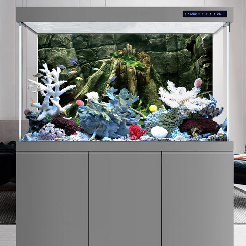 AWERT 36x24 inches Stone Aquarium Background River Bed & Lake Aquarium Vinyl Background Stone Fish Tank Background...