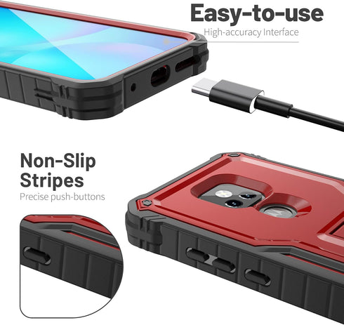 ExoGuard for Moto G Play 2021 Case, Rubber Shockproof Full-Body Cover Case Built-in Screen Protector and Kickstand Compatible with Moto G Play 202...