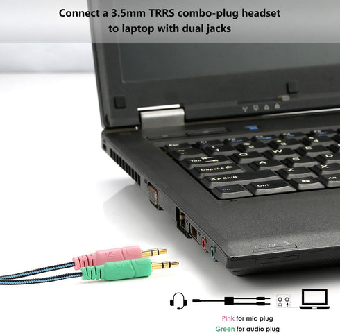 MillSO Headphone Splitter for Computer CTIA 3.5mm TRRS Female to Dual TRS Male Mic Audio Jack Y Adapter Headset Splitter Cable for PC Laptop to Ga...