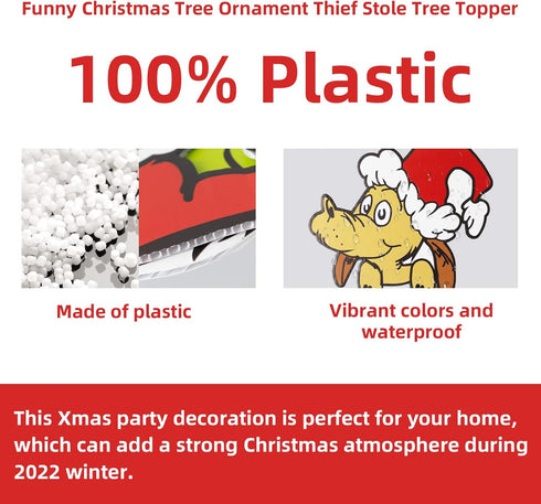 Christmas Decorations Outdoor Fence Peeker - Funny Christmas Fence Yard Signs with Thief Stole Head Arm Bag and Dog for Holiday Xmas Garden Courty...