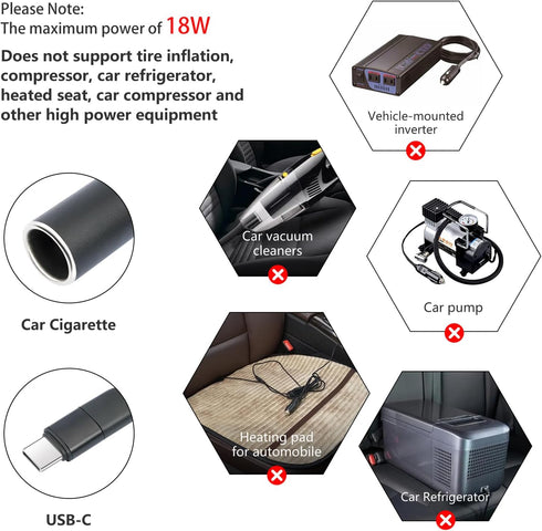 USB C Male to Cigarette,12V /18W, USB C to Cigarette, USB Type C to CigaretteLighter Socket Adapter Power Cable for Radar Detector, Dash Cam, GPS,...