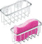 iDesign Gia Kitchen Sink Suction Holder for Sponges, Scrubbers, Soap, Kitchen, Bathroom, Set of 2, Stainless Steel...