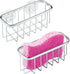 iDesign Gia Kitchen Sink Suction Holder for Sponges, Scrubbers, Soap, Kitchen, Bathroom, Set of 2, Stainless Steel...