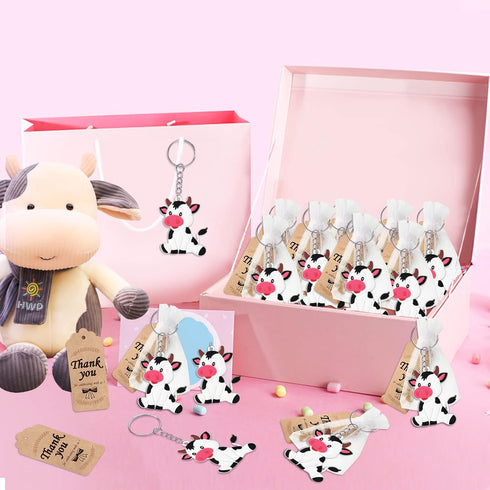 40 Pack Cow Keychains Party Decoration for Guests, Animal Themed Party, Cow Party,Farm Animal Themed Baby Shower, School Party, Kids Birthday...