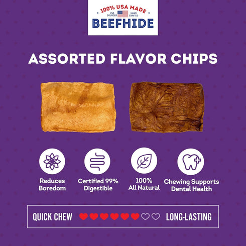 USA Beefhide Chips Dog Chew Treats - Chicken & Beef Flavor, 12oz/1 Pack...