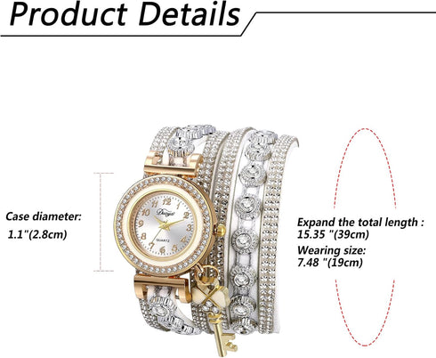 JewelryWe Women Watches Vintage Bohemia Multi-Layer Weave Wrap Leather Wristwatch Analog Quartz Bracelet Watch for Mother's Day...