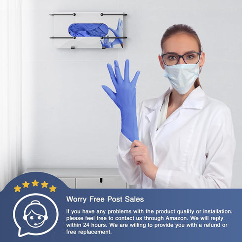 Glove Box Dispenser Wall Mount: Black Glove Holder Organizer for Disposable Glove Box & Tissue Box - Glove Organizer on Wall in Lab, Kitchen, Bath...